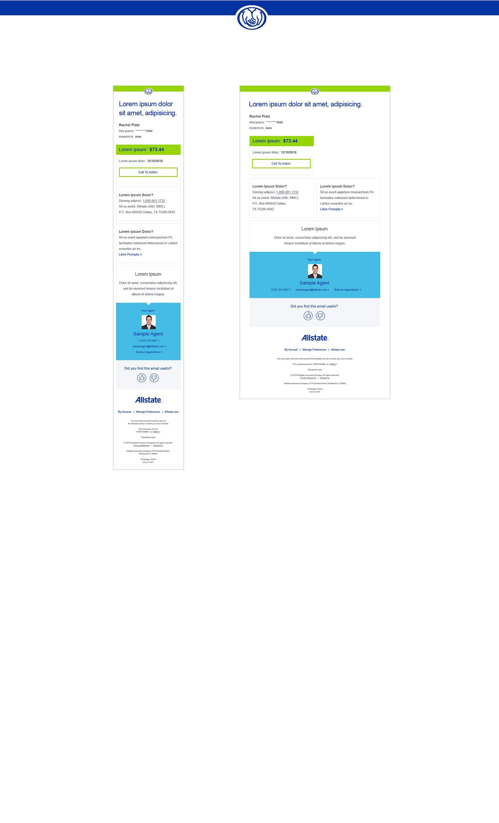 Allstate desktop email build