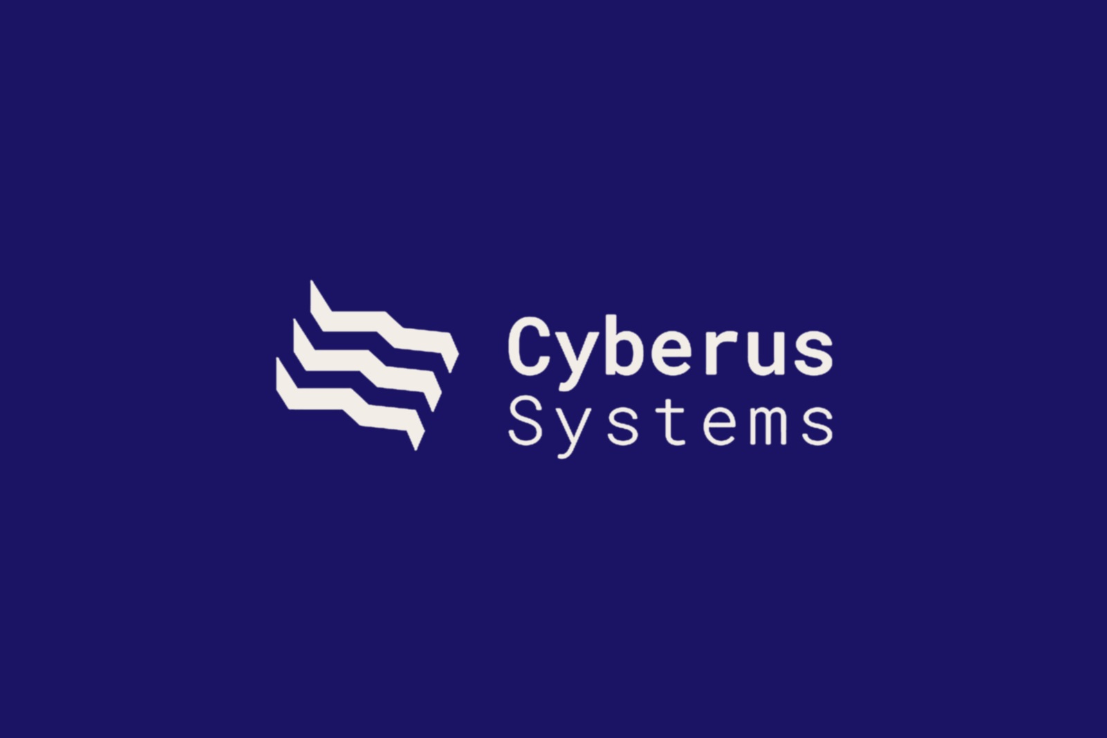 Cyberus Systems mark reversed in paper on the brand navy